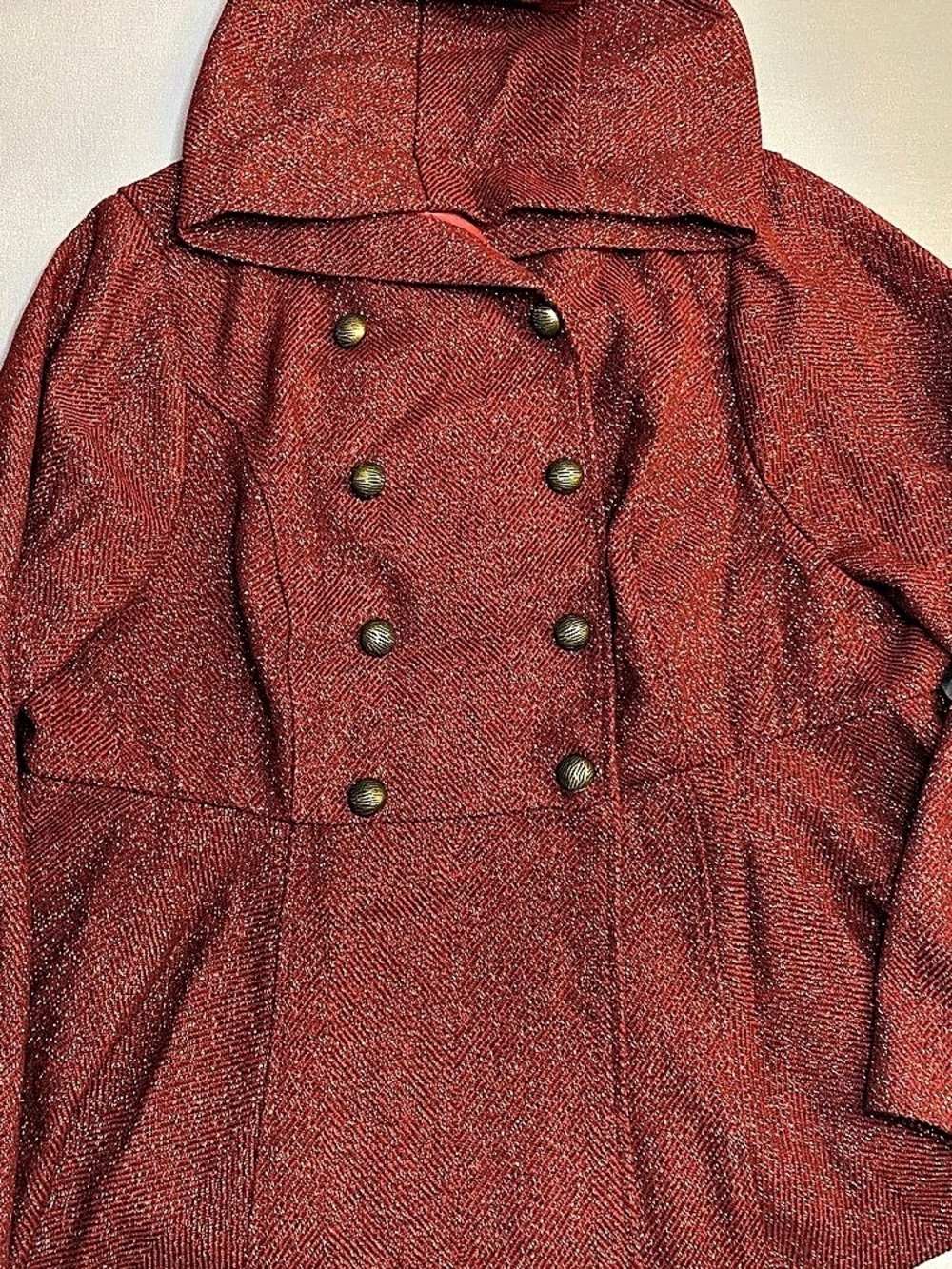 Torrid House of the Dragon Red Hooded Double-Breasted Pea Coat Size 2 Like New